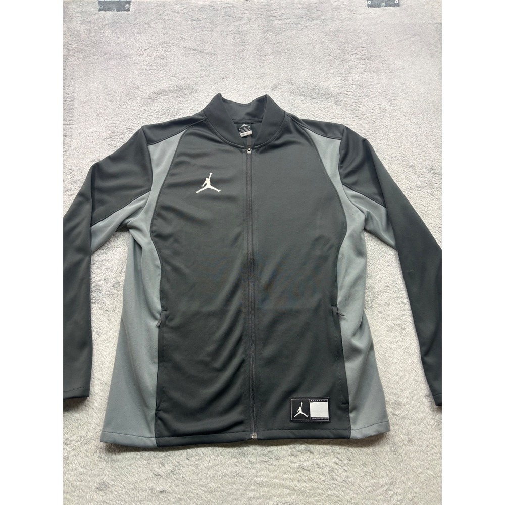 Jordan Dri Fit Track Jacket‎ Full Zip Mens Size Medium Black Grey Athletic